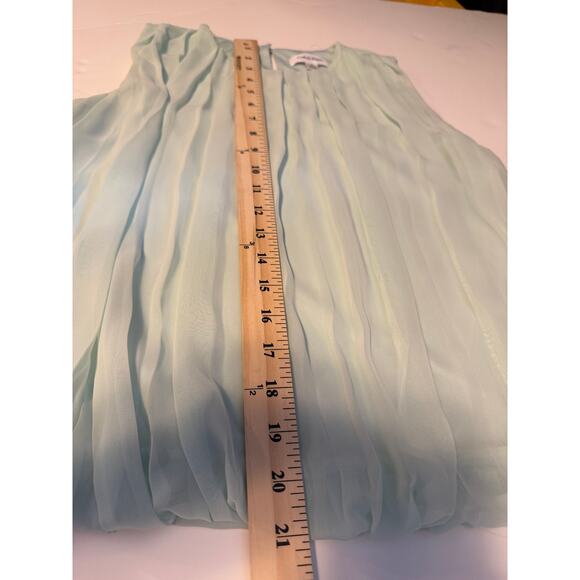 Calvin Klein Pleated Blouse S Mint Green Minimalist Balletcore Work Top - Picture 5 of 7